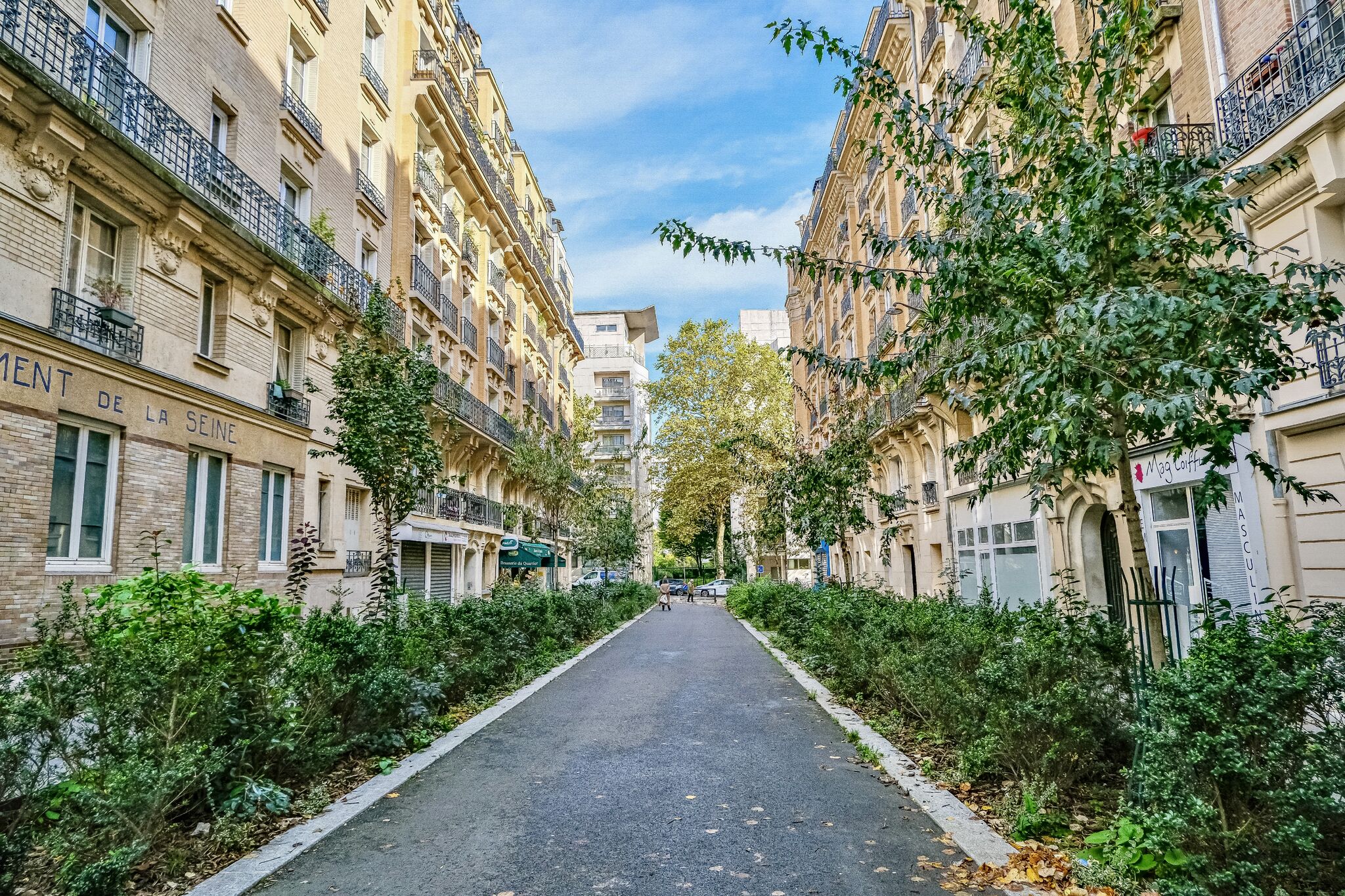 Wonderful photos of Paris Streets filled with greenery. Trees and shrubs and flowers in places where cars were once parked.